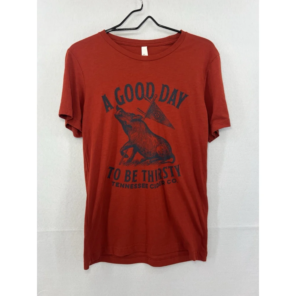 Tennessee Cider Co. Good Day To Be Thirsty Tee Red Orange Unisex Size Small - Picture 2 of 10